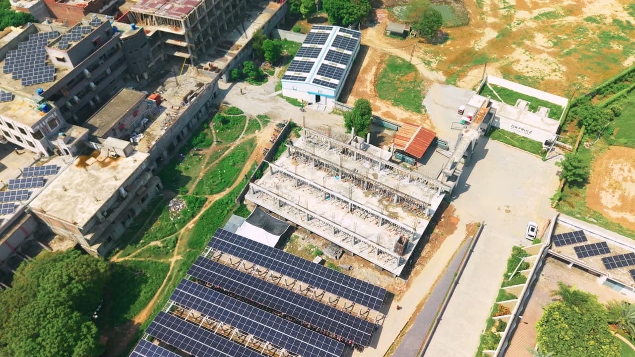 Drone shot over a precast construction site