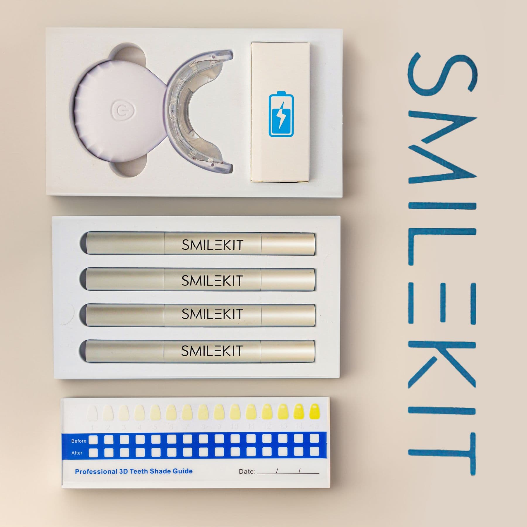 Teeth-whitening kit flat-lay