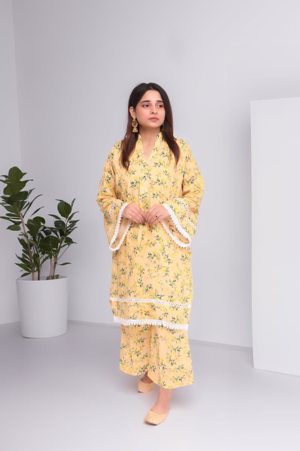 Womenswear lookbook portrait in soft daylight